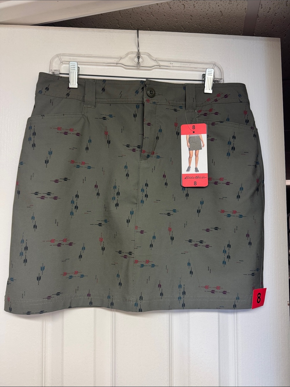 NWT Eddie Bauer Olive Print Skort size 8